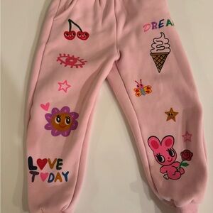Lola + The Boys Pink Graphic Joggers with Colorful Icons